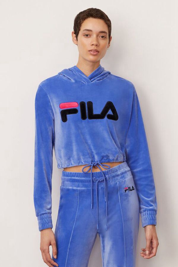 Fila Mikiny Damske Čierne - Aitana Crop Velour Vypredaj - Slovakia 37641-APLK